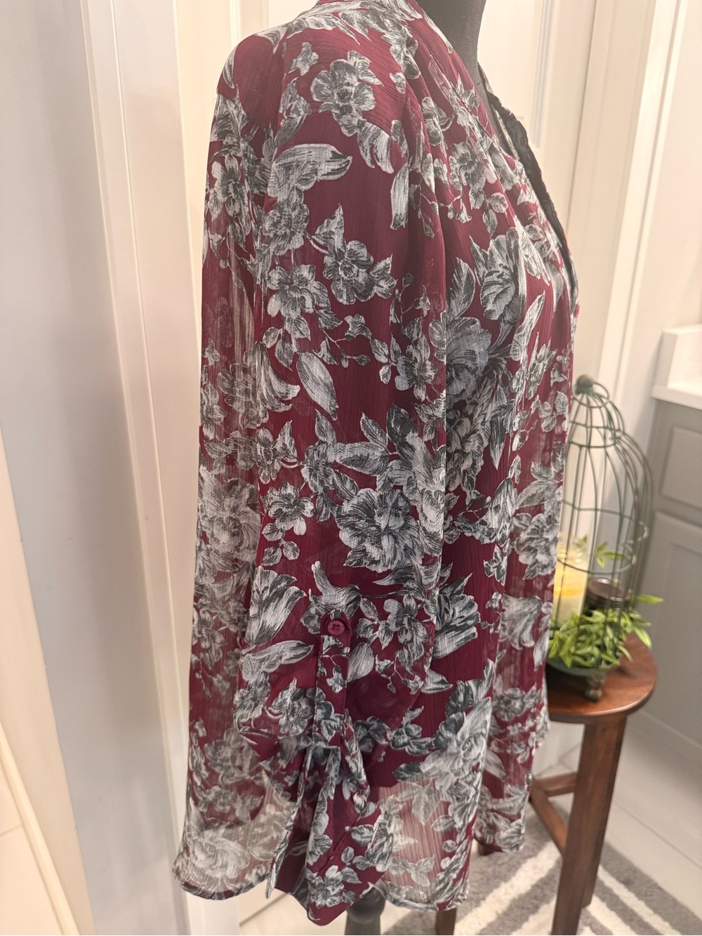Kut from the Kloth Burgundy Floral Blouse